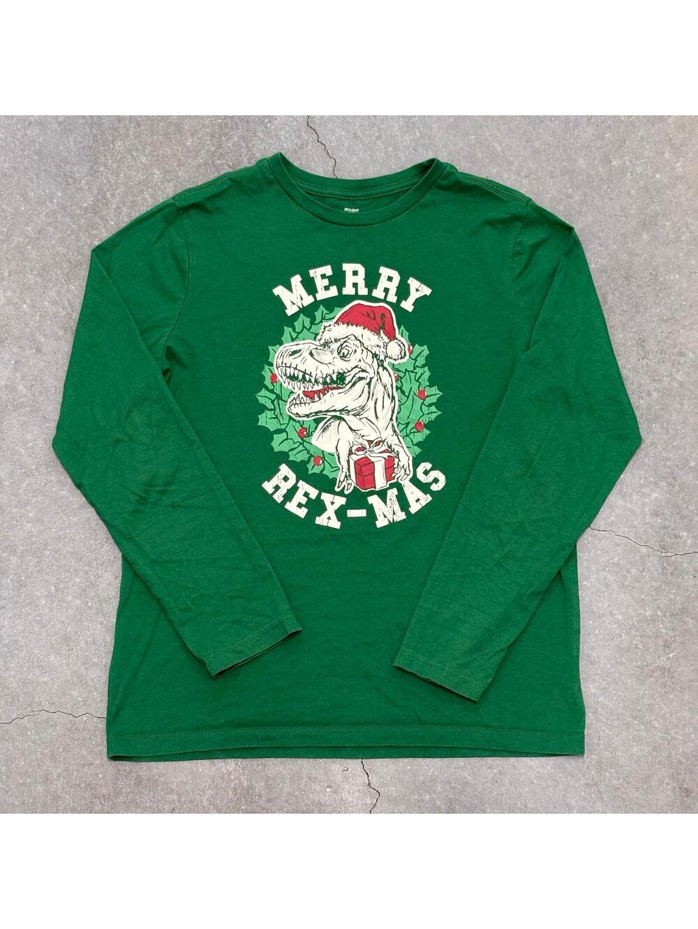 Holiday Time Merry Rex-Mas Kids Long Sleeve T Shirt